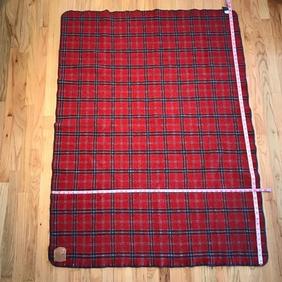 FESTIVAL 🔥 VINTAGE RALPH LAUREN 100% WOOL PLAID THROW BLANKET - Picture 3 of 8